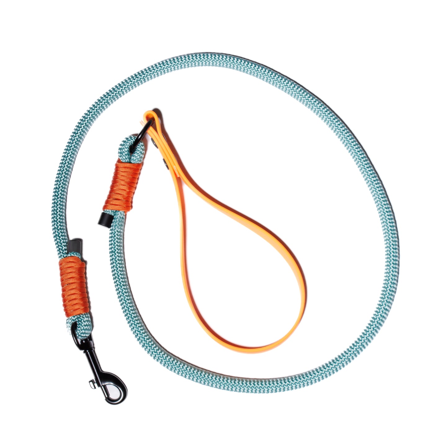 Sage Green & Orange | PPM Rope Dog Lead with Biothane Handle