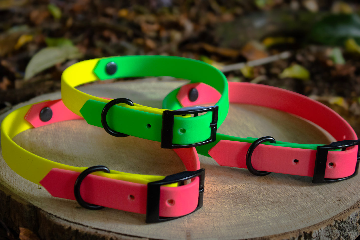 Neon Green & Neon Yellow Biothane Dog Collar | Waterproof & Durable