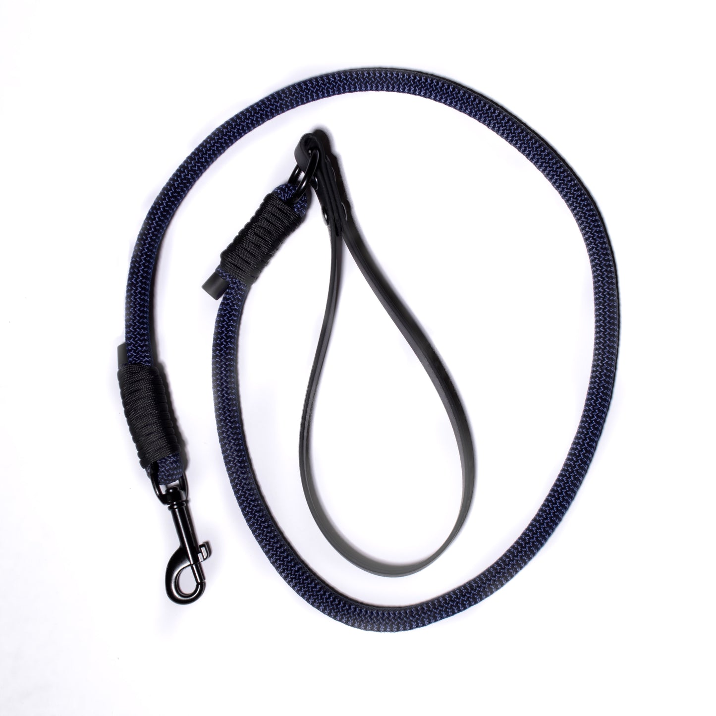 Navy Blue & Black | PPM Rope Dog Lead with Biothane Handle