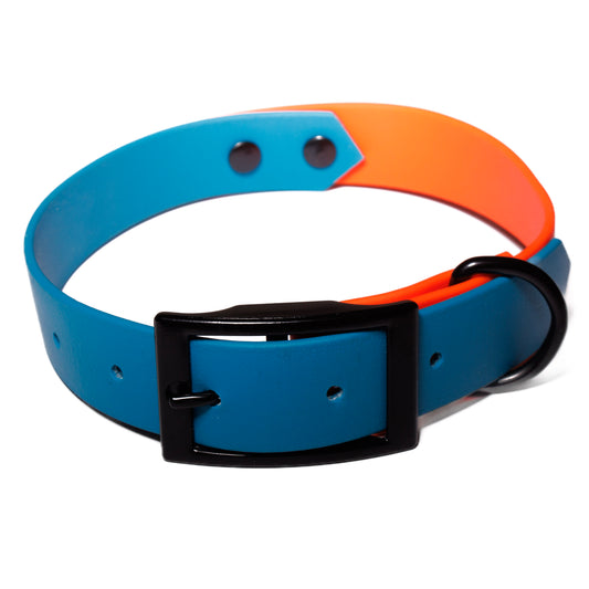 Blue & Fox Orange | Waterproof Biothane Dog Collar – Handmade in the UK