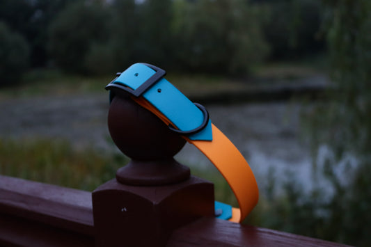 Blue & Orange Biothane Dog Collar | Waterproof & Durable