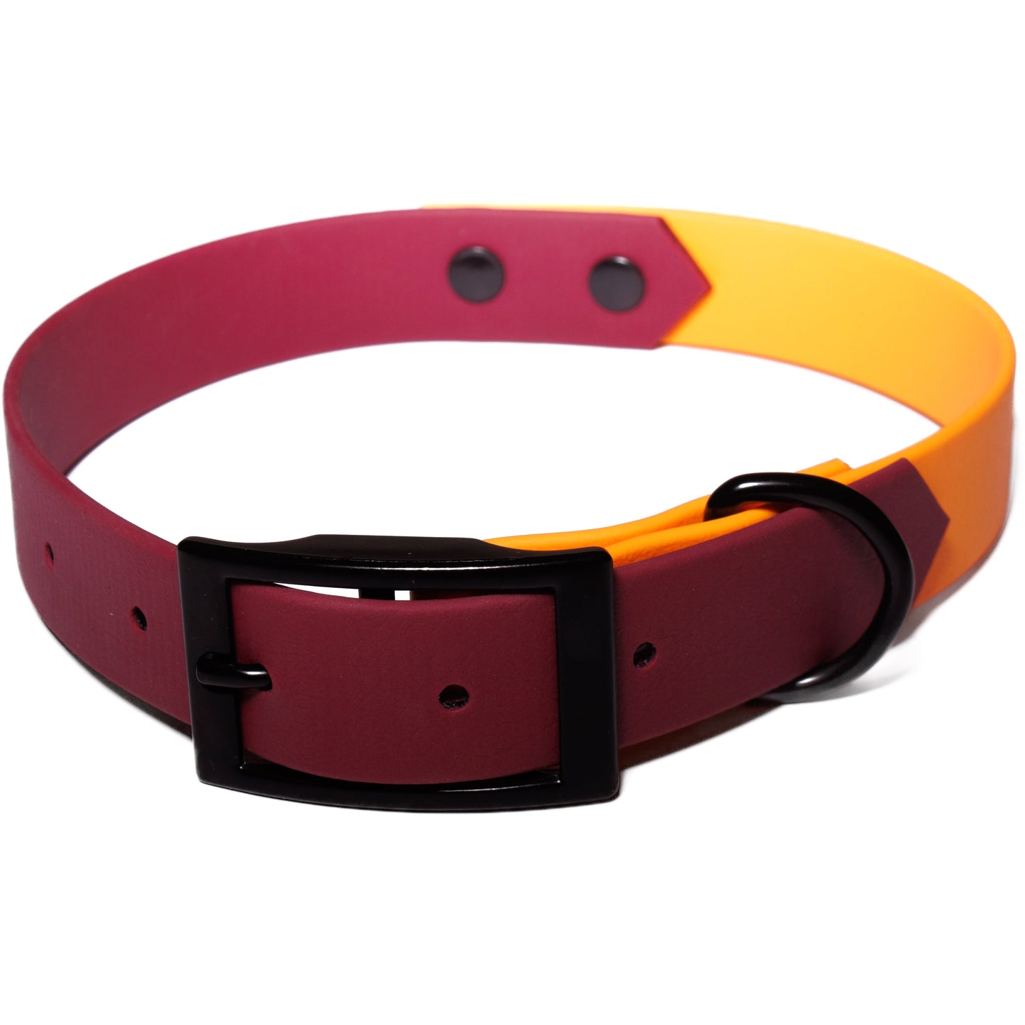 Burgundy & Orange | Waterproof Biothane Dog Collar – Handmade in the UK