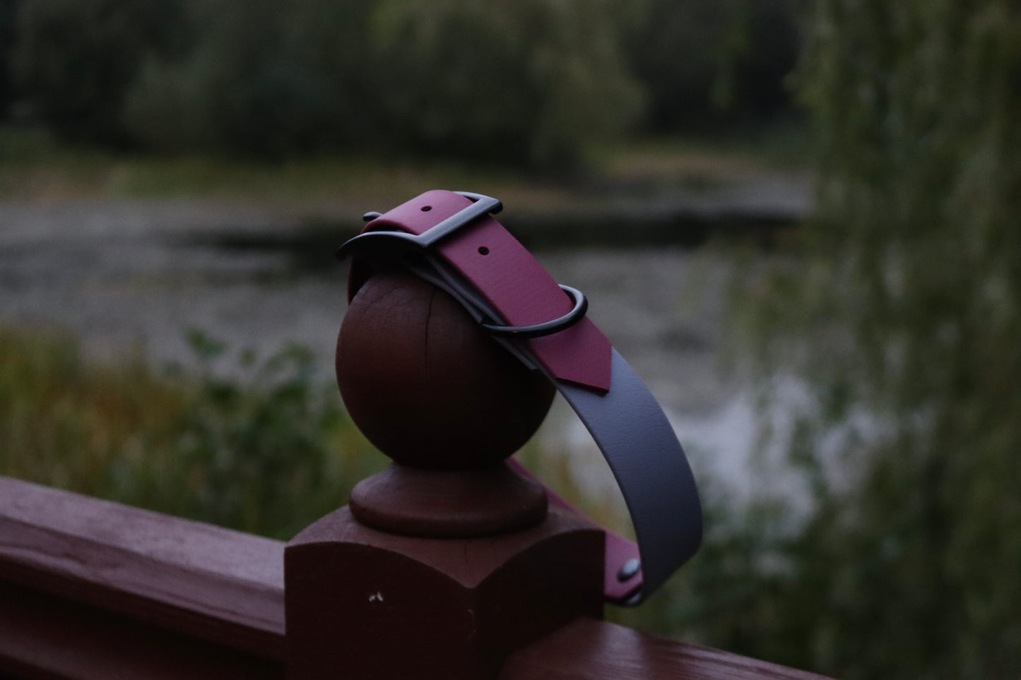 Burgunday & Grey Biothane Dog Collar | Waterproof & Durable