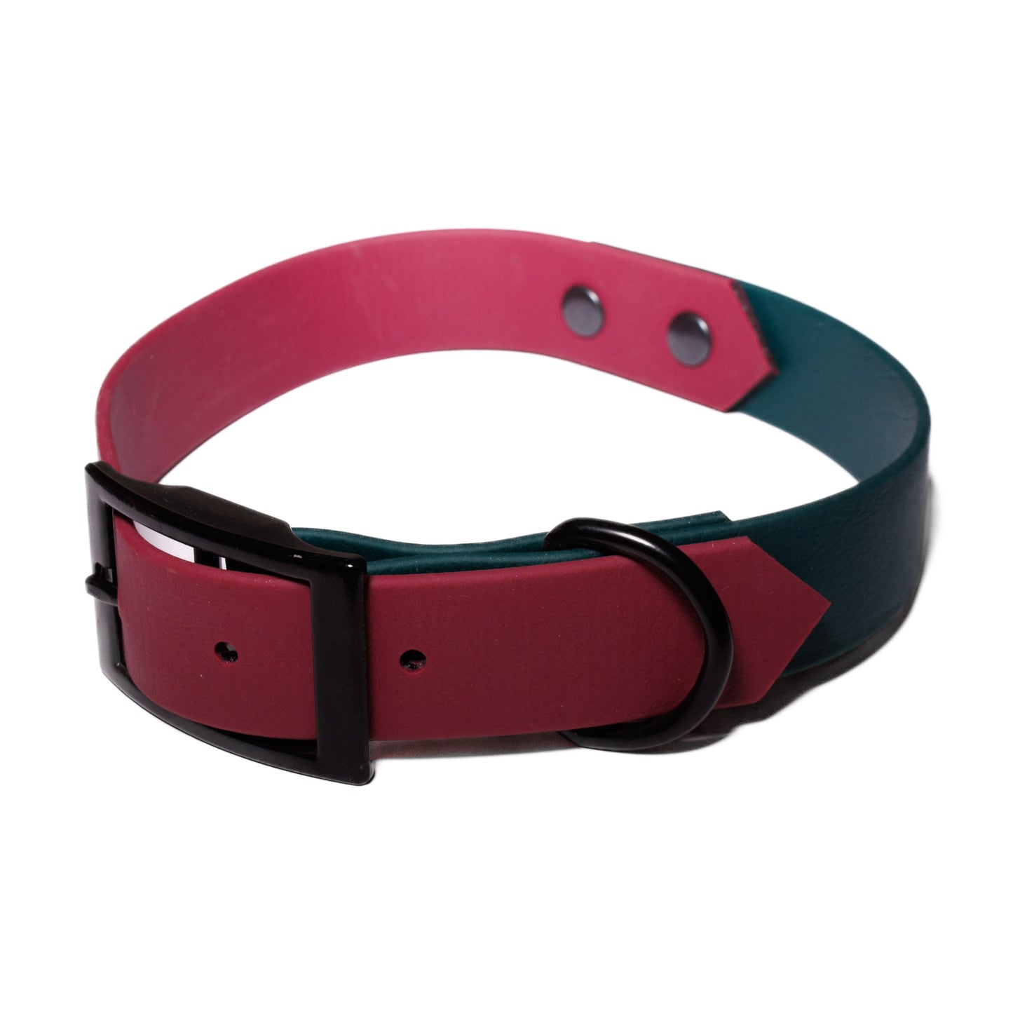 Burgundy & Forest Green | Waterproof Biothane Dog Collar – Handmade in the UK
