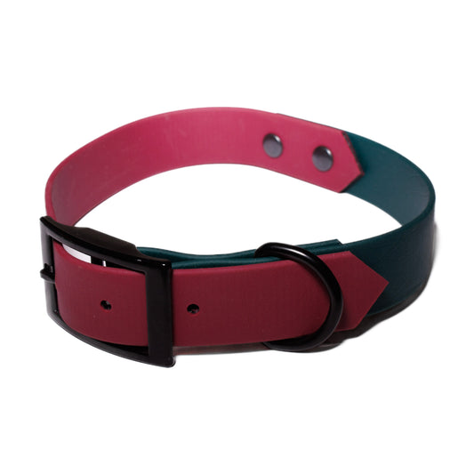 Burgundy & Forest Green | Waterproof Biothane Dog Collar – Handmade in the UK