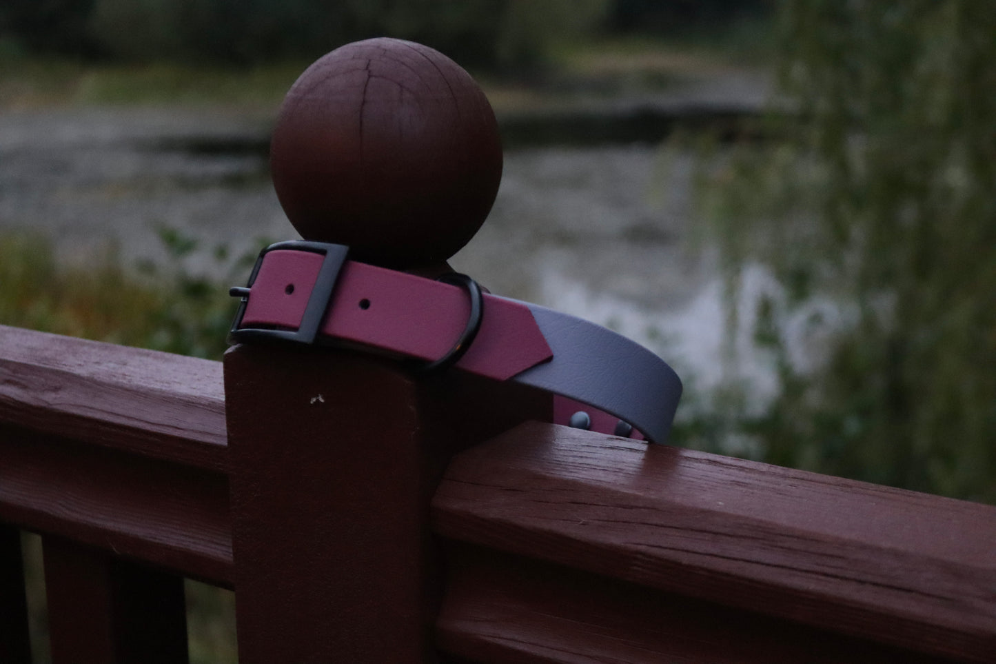Burgunday & Grey Biothane Dog Collar | Waterproof & Durable