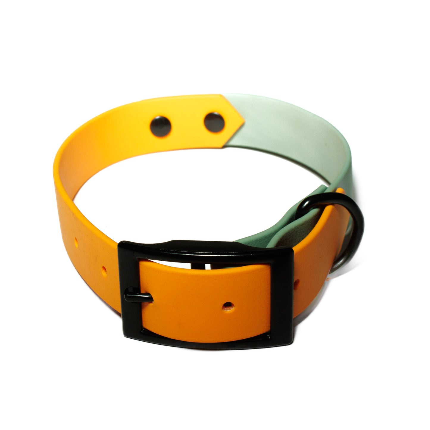 Orange & Sage Green | Waterproof Biothane Dog Collar – Handmade in the UK