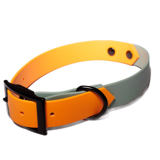Orange & Sage Green | Waterproof Biothane Dog Collar – Handmade in the UK