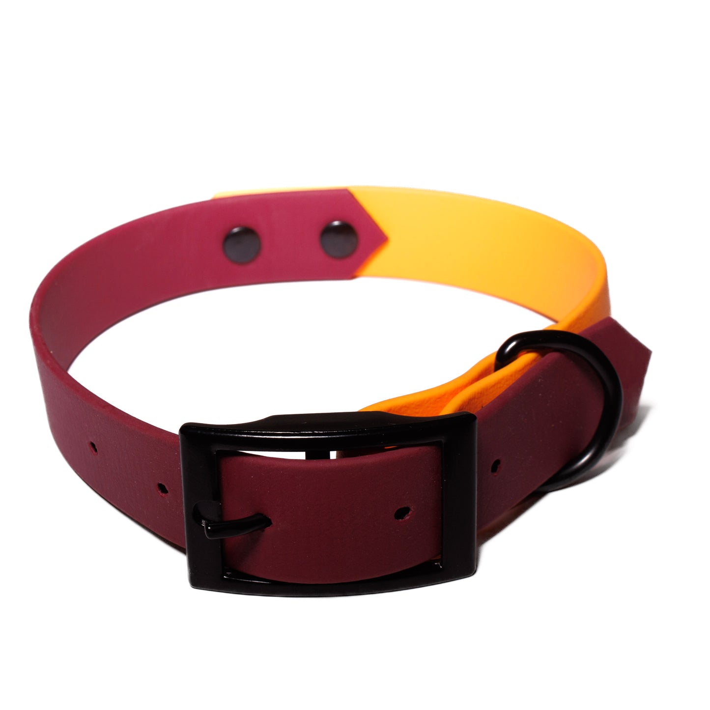 Burgundy & Orange | Waterproof Biothane Dog Collar – Handmade in the UK