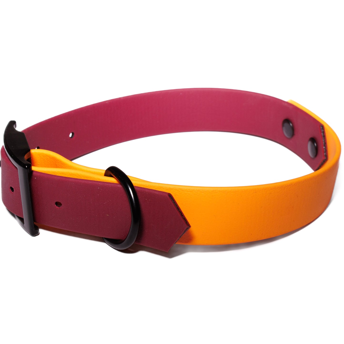 Burgundy & Orange | Waterproof Biothane Dog Collar – Handmade in the UK