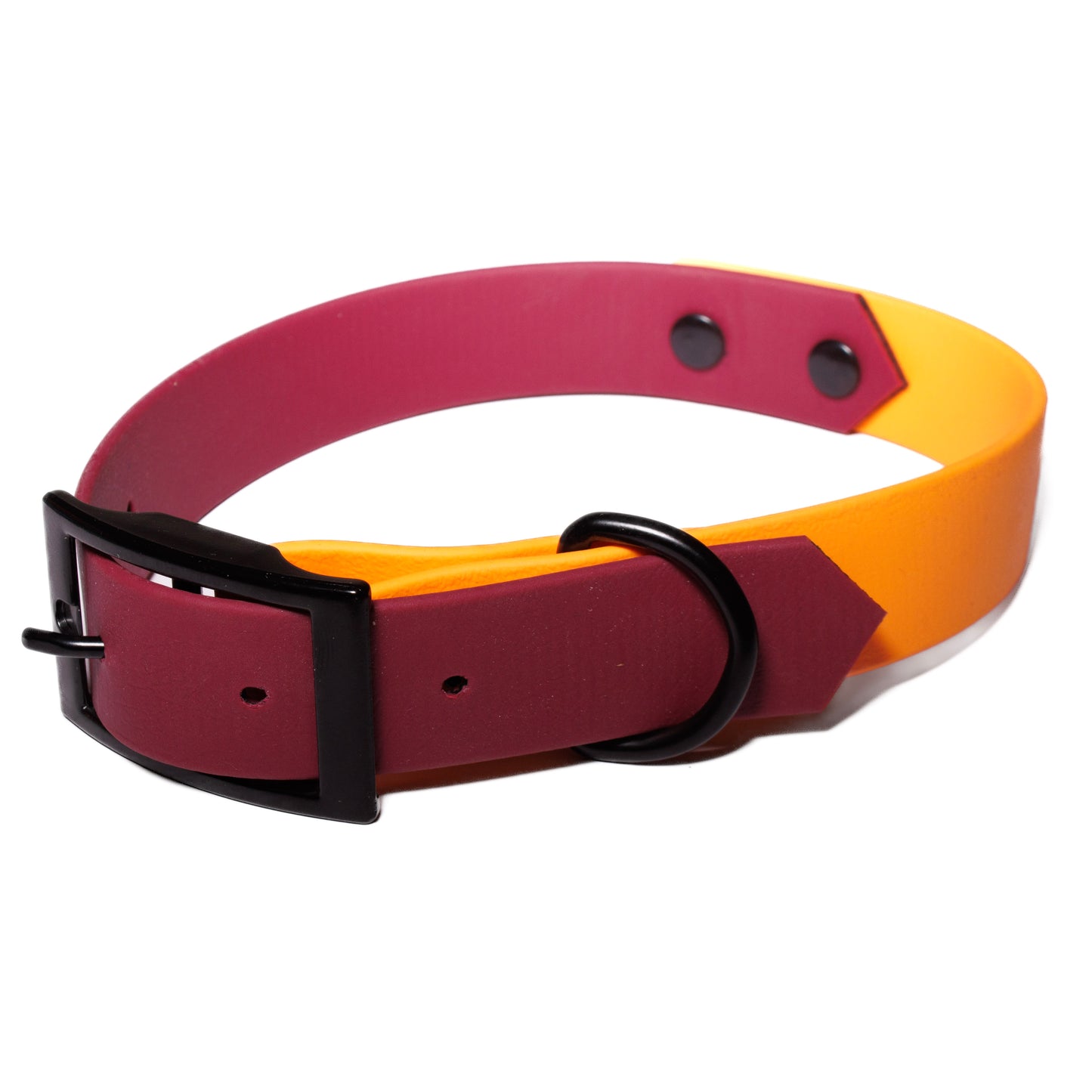 Burgundy & Orange | Waterproof Biothane Dog Collar – Handmade in the UK