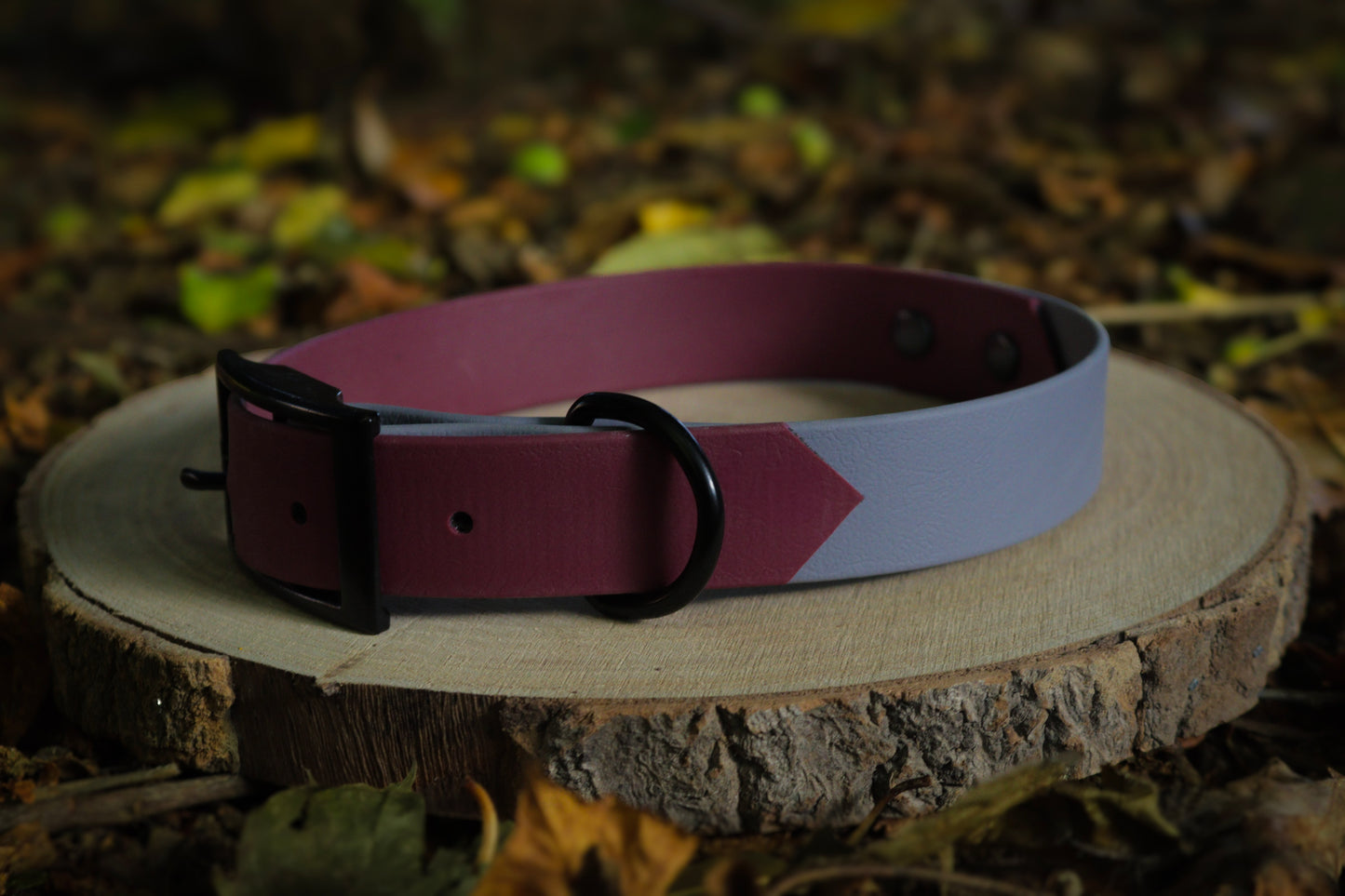 Burgunday & Grey Biothane Dog Collar | Waterproof & Durable