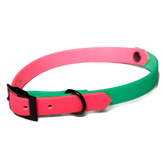 Neon Pink & Neon Green | Waterproof Biothane Dog Collar – Handmade in the UK