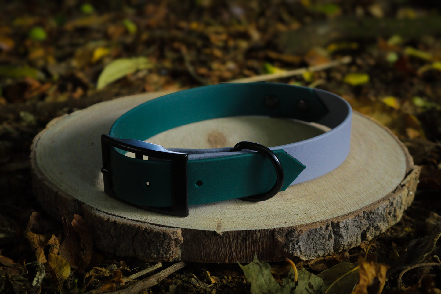 Forest Green & Grey Biothane Dog Collar | Waterproof & Durable