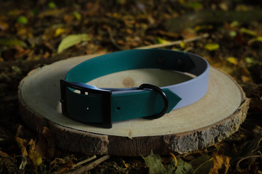 Forest Green & Grey Biothane Dog Collar | Waterproof & Durable