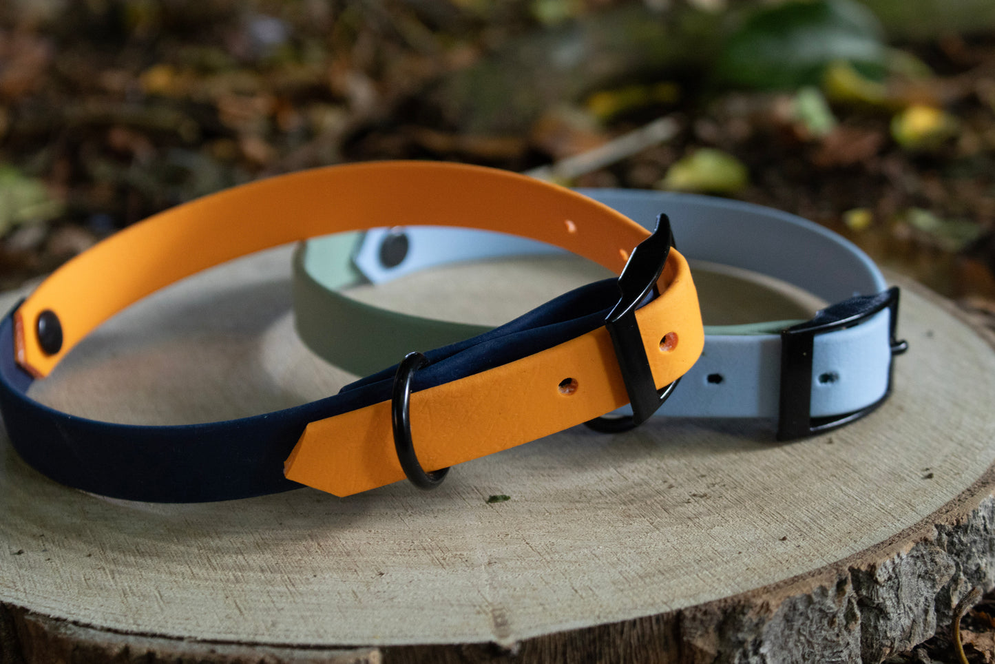 Orange & Navy Blue Biothane Dog Collar | Waterproof & Durable