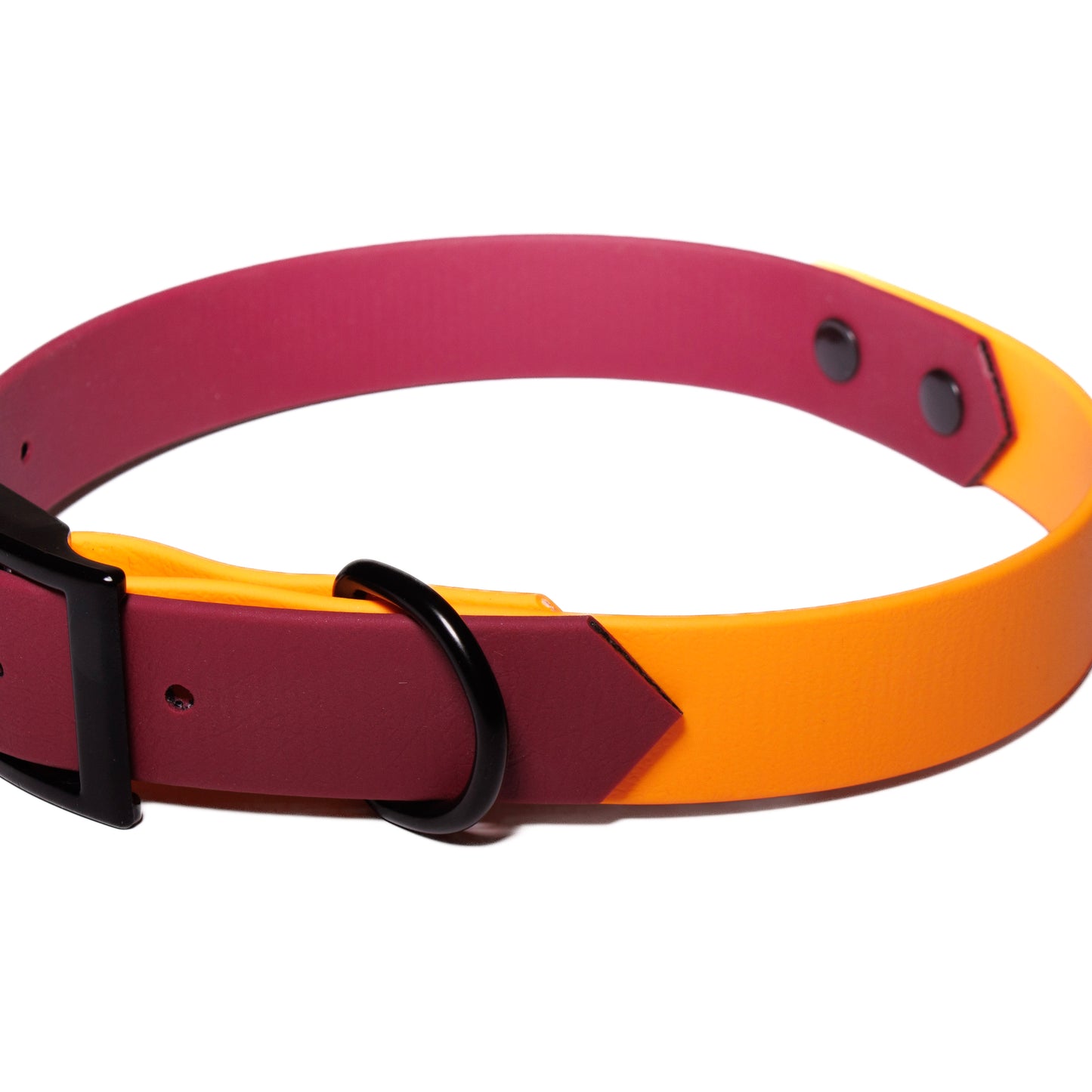 Burgundy & Orange | Waterproof Biothane Dog Collar – Handmade in the UK