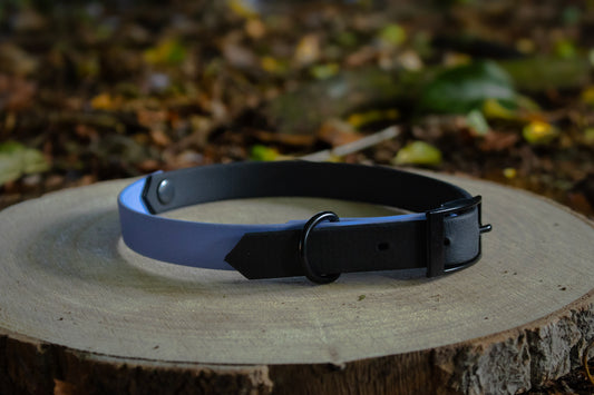 Black & Polar Blue Biothane Dog Collar | Waterproof & Durable