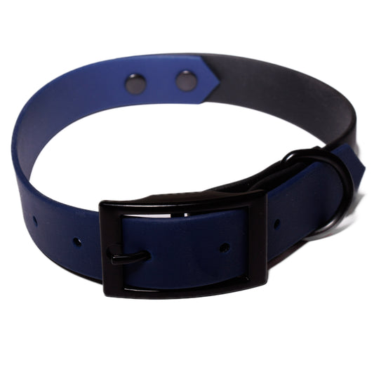 Navy Blue & Black | Waterproof Biothane Dog Collar – Handmade in the UK