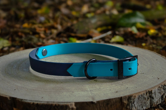 Blue & Navy Blue Biothane Dog Collar | Waterproof & Durable