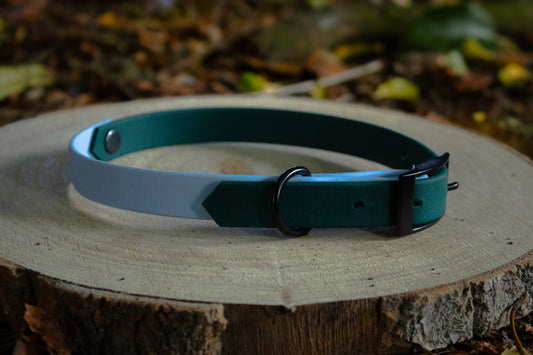 Forest Green & Polar Blue Biothane Dog Collar | Waterproof & Durable