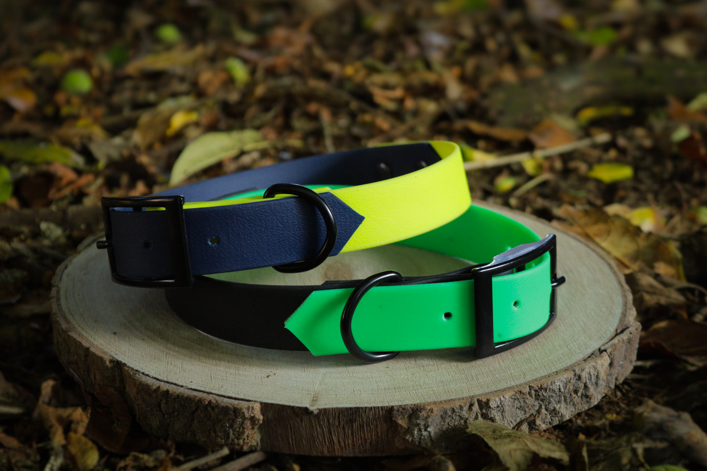 Neon Green & Black Biothane Dog Collar | Waterproof & Durable