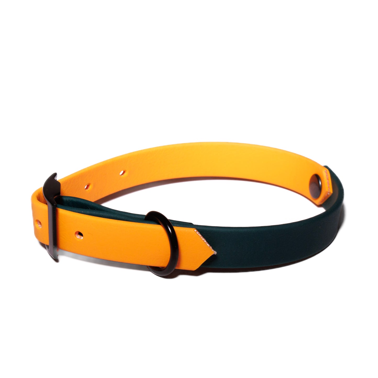 Orange & Forest Green | Waterproof Biothane Dog Collar – Handmade in the UK