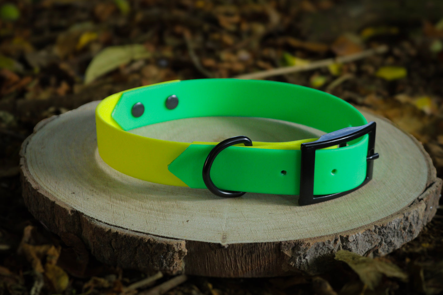 Neon Green & Neon Yellow Biothane Dog Collar | Waterproof & Durable
