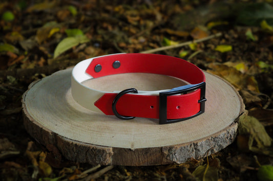 Red & White Biothane Dog Collar | Waterproof & Durable