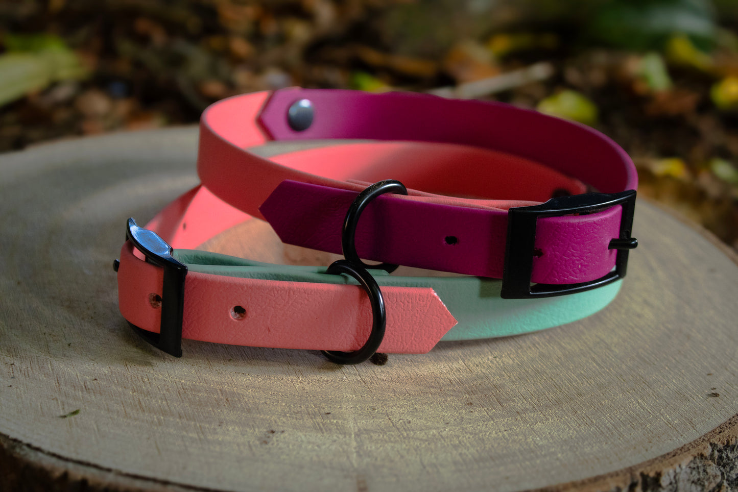 Coral & Sage Green Biothane Dog Collar | Waterproof & Durable