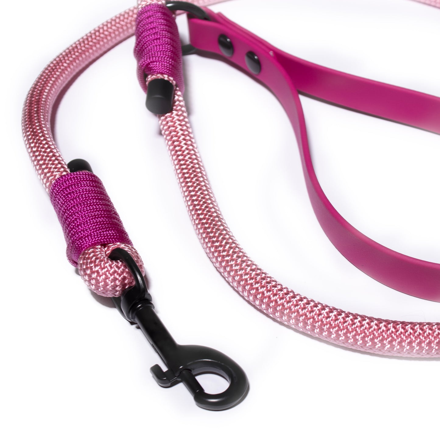 Baby Pink & Magenta | PPM Rope Dog Lead with Biothane Handle