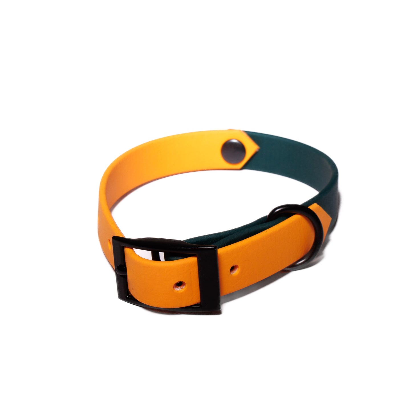 Orange & Forest Green | Waterproof Biothane Dog Collar – Handmade in the UK