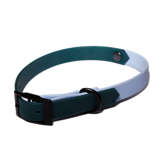 Forest Green & Polar Blue | Waterproof Biothane Dog Collar – Handmade in the UK
