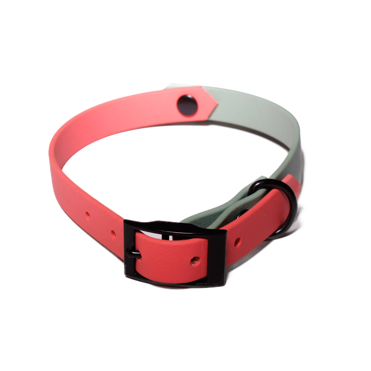 Coral & Sage Green | Waterproof Biothane Dog Collar – Handmade in the UK