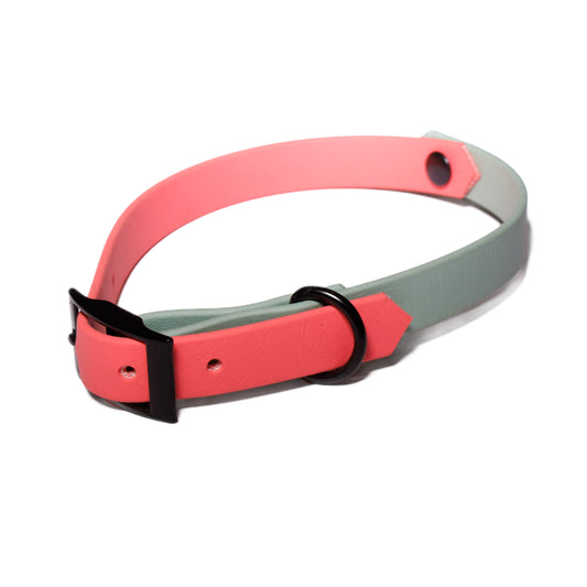 Coral & Sage Green | Waterproof Biothane Dog Collar – Handmade in the UK