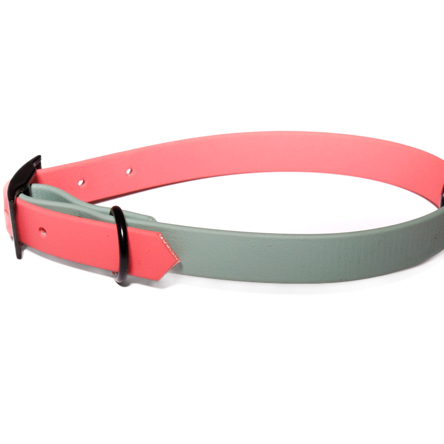 Coral & Sage Green | Waterproof Biothane Dog Collar – Handmade in the UK