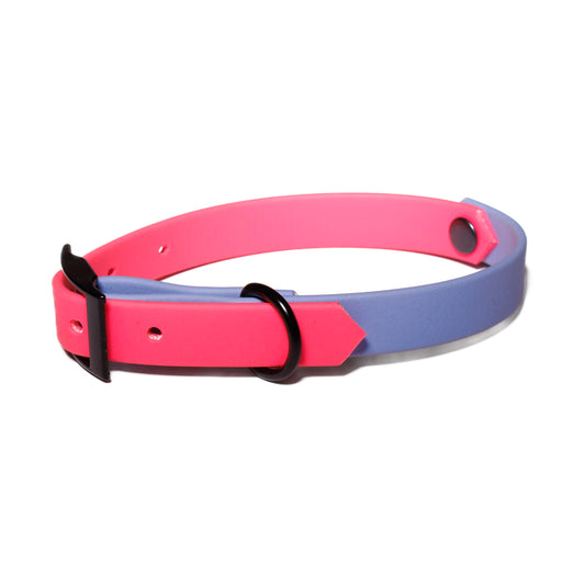 Neon Pink & Periwinkle  | Waterproof Biothane Dog Collar – Handmade in the UK