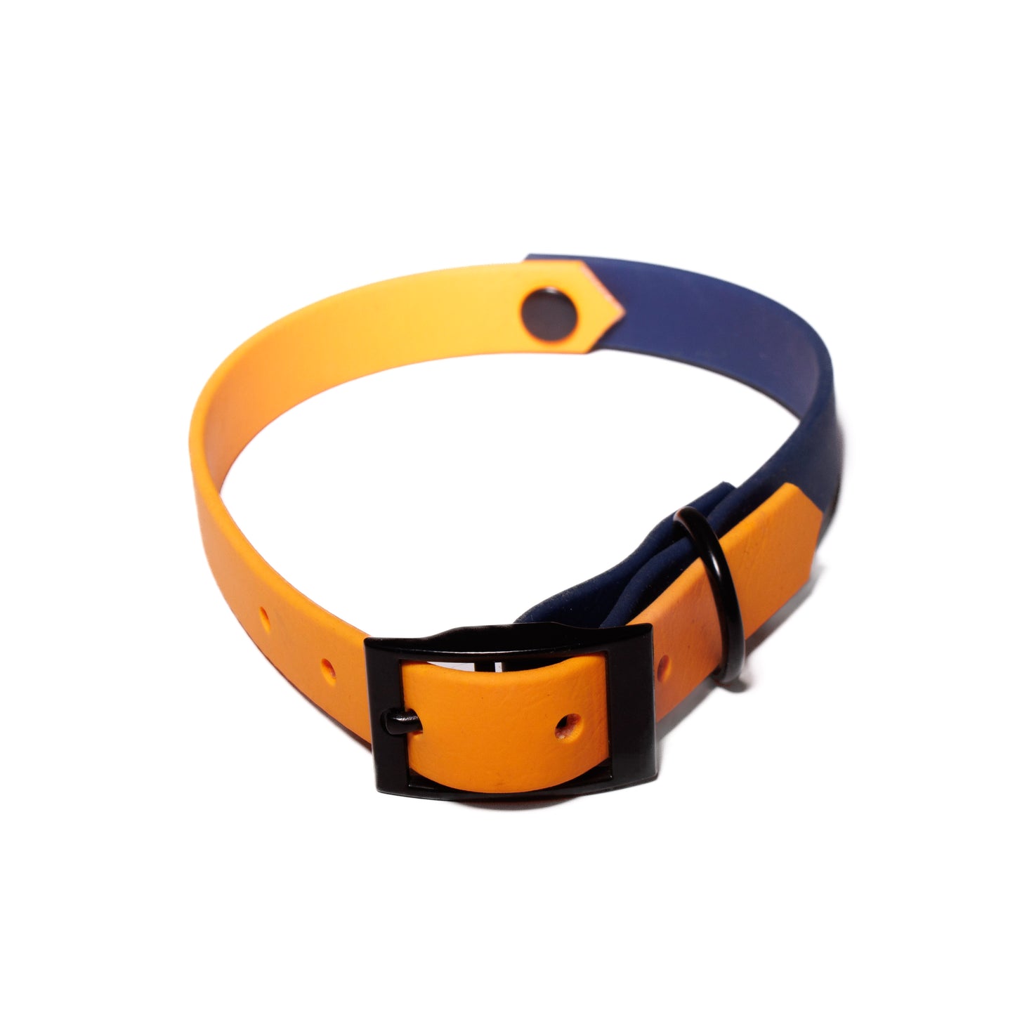 Orange & Navy Blue  | Waterproof Biothane Dog Collar – Handmade in the UK