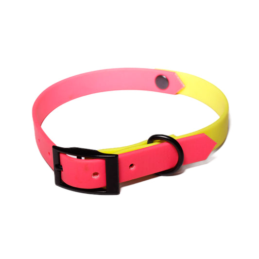 Neon Pink & Neon Yellow | Waterproof Biothane Dog Collar – Handmade in the UK