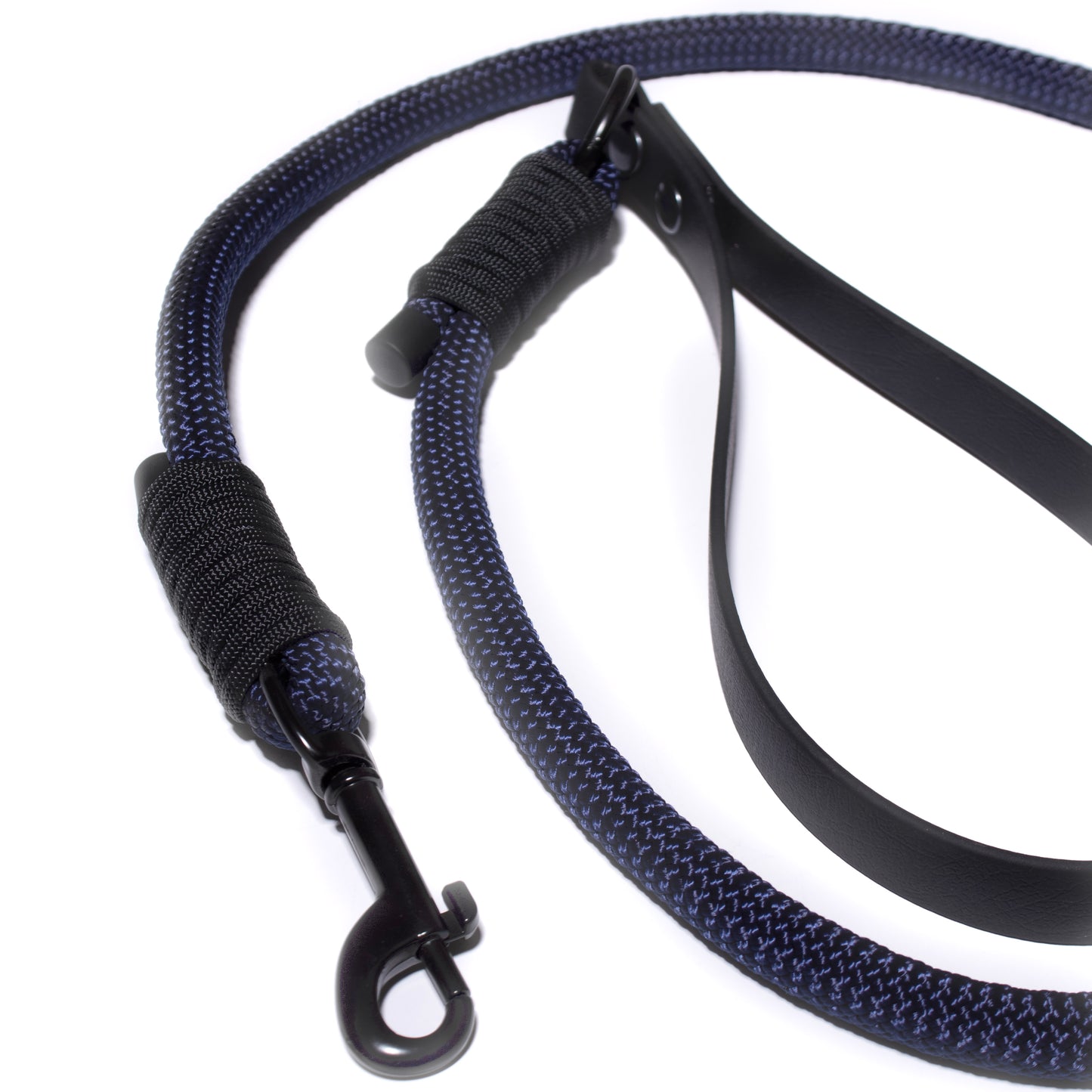 Navy Blue & Black | PPM Rope Dog Lead with Biothane Handle