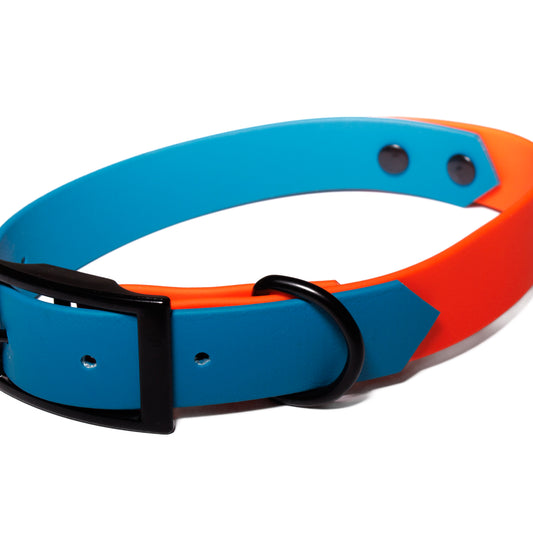Blue & Fox Orange | Waterproof Biothane Dog Collar – Handmade in the UK