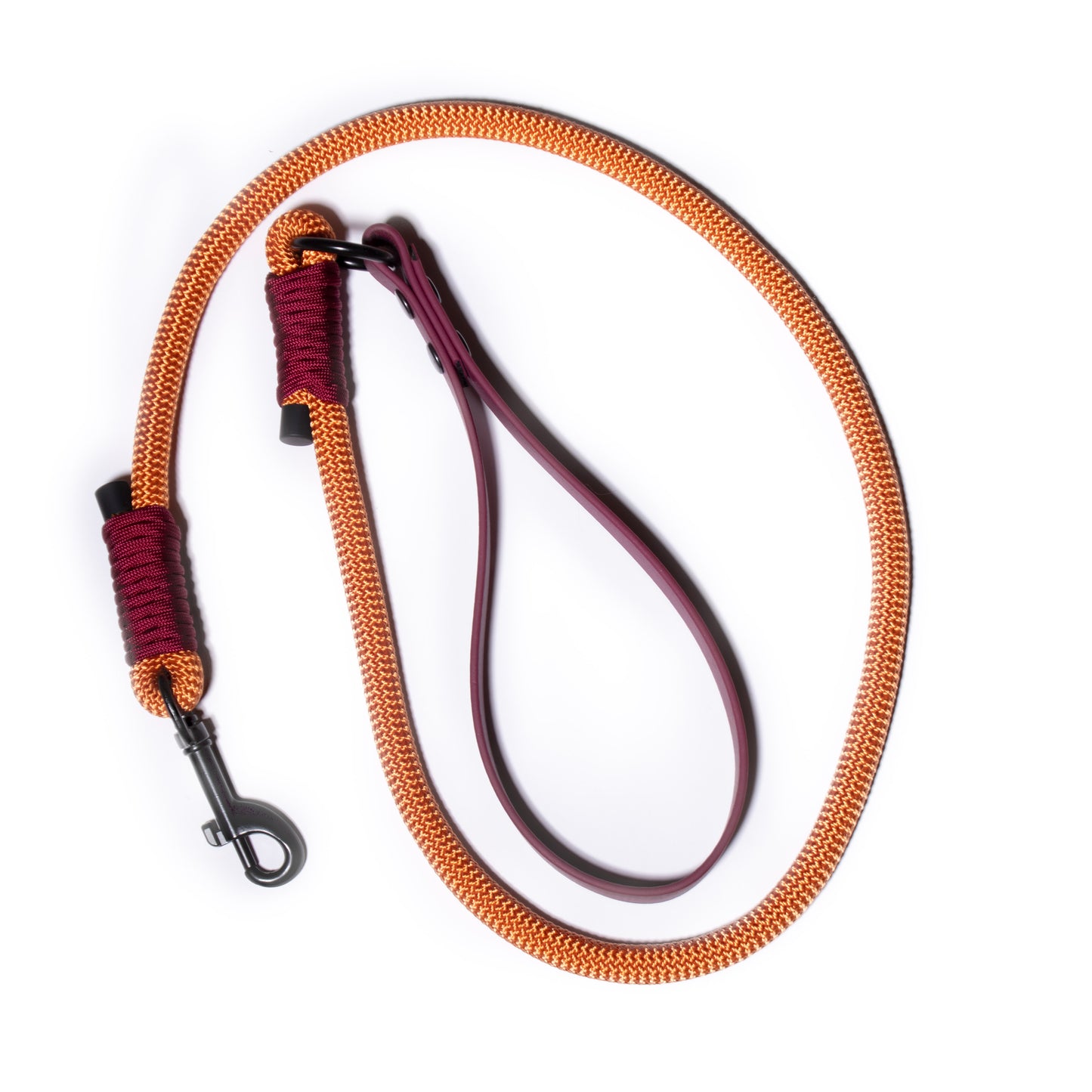 Orange & Burgundy| PPM Rope Dog Lead with Biothane Handle