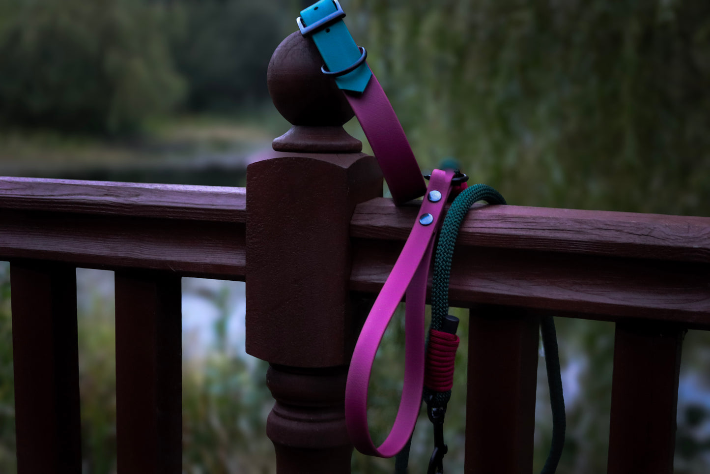 Forest Green & Burgundy Dog Lead