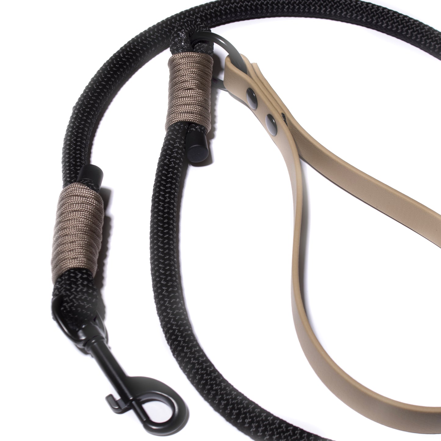 Black & Tan | PPM Rope Dog Lead with Biothane Handle