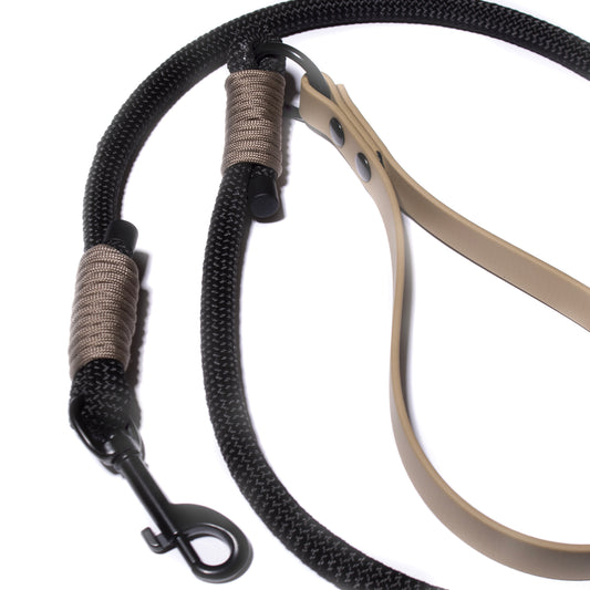 Black & Tan | PPM Rope Dog Lead with Biothane Handle